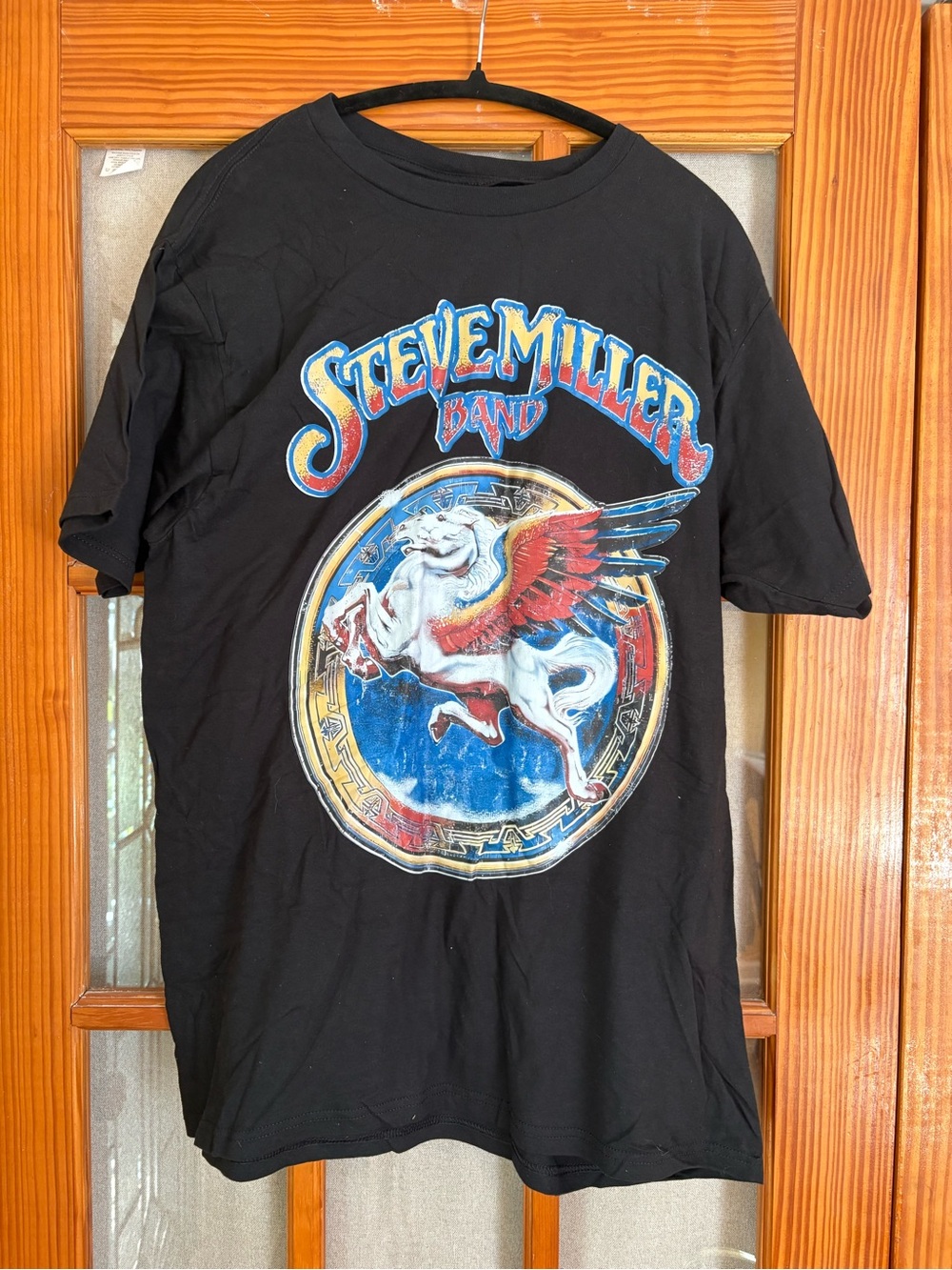 Steve Miller Band Black Graphic Tee with Pegasus